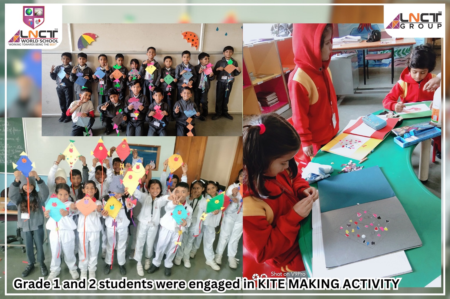 LNCT WORLD SCHOOL performed creative activity. Grade 1 and 2 students were engaged in KITE MAKING ACTIVITY